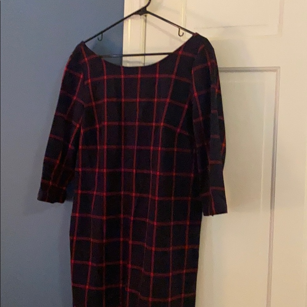 Blue with red Buffalo checked dress